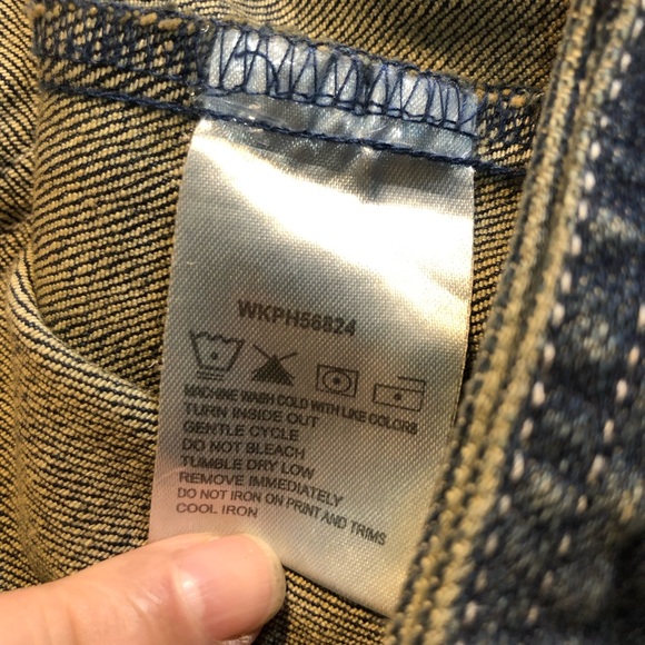 Vintage Rock 47 by Wrangler Denim Jacket Embellished back Animal print cuffs L - Picture 15 of 15